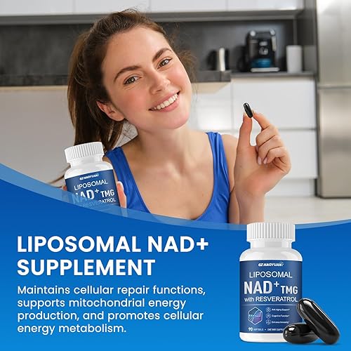Miniatura 7 de Suplemento liposomal NAD+, suplementos NAD para mujeres y hombres con resveratrol de ribósido de nicotinamida, aumenta los niveles de NAD+, energía