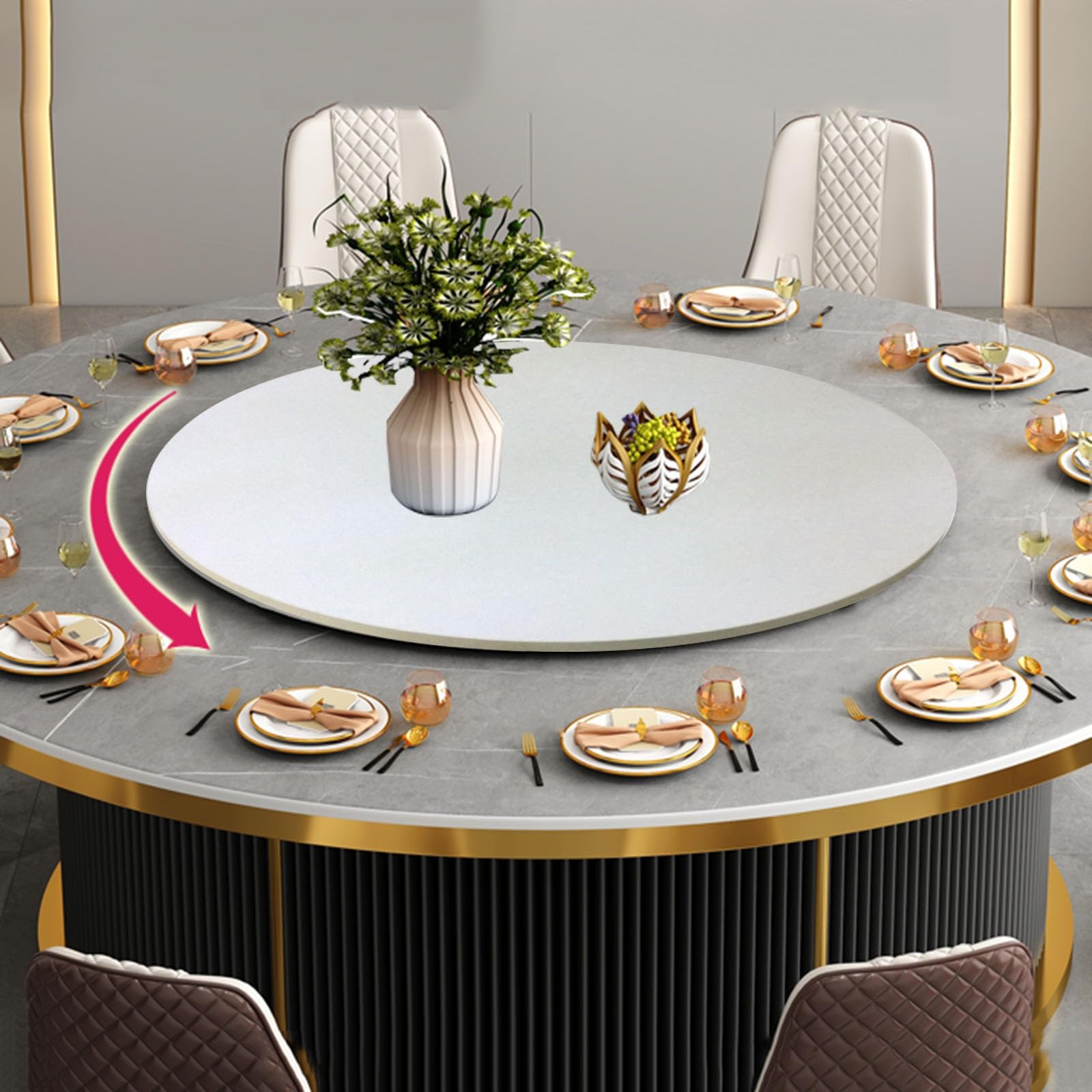 Wordfun D Large Lazy Susan For Ining Table, 360° Woo Serving Tray, Roun Serving Plate Tabletop Rotating Tray, Smooth Rotation Swivel Base, For Family Gatherings, Banquets, An Weddings(,70Cm-28In)