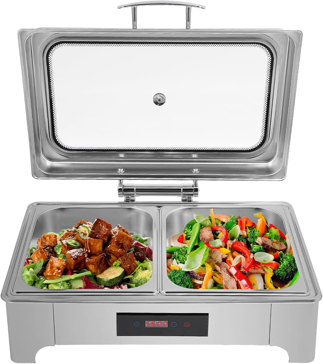 Juego de Calentadores de Alimentos Tipo Buffet de 9,5 Cuartos con Asas, Calentador eléctrico de Alimentos para Fiestas, restaurantes y reuniones Familiares. (ChafingDish2)