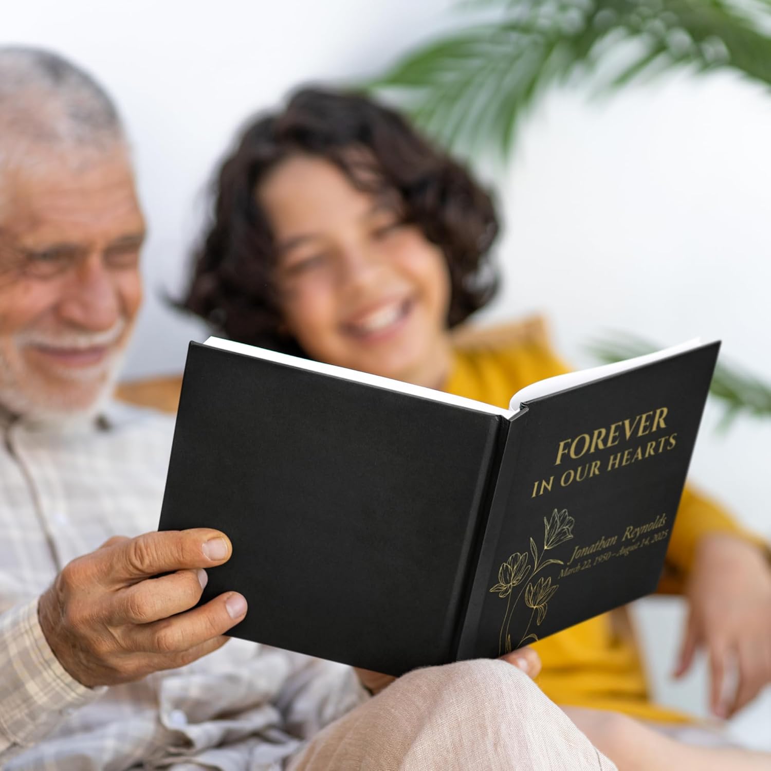 Funeral Guest Book Personalized Black – Memorial Guest Book for Celebration of Life, Condolence Book, Hardcover Memory Book for Funeral Service (120 guests)