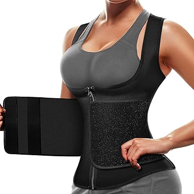 Cimkiz Sweat Vest Waist Trainer For Women Sauna Suit Workout Tops Compression Sauna Vest Adjustable Belt With Zipper At Amazon Women S Clothing Store