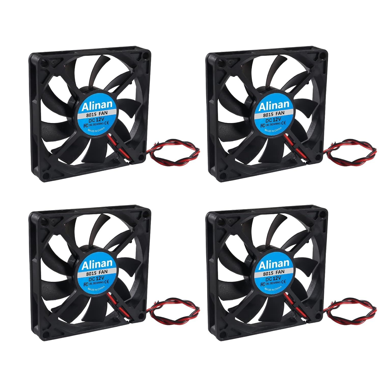 RIDEN 4pcs 8015 12V Fan 80x80x15mm 2-pin Sleeve Bearing Brushless DC Cooling Fan 3D Printer Cooling Fan Computer Fan-image-33