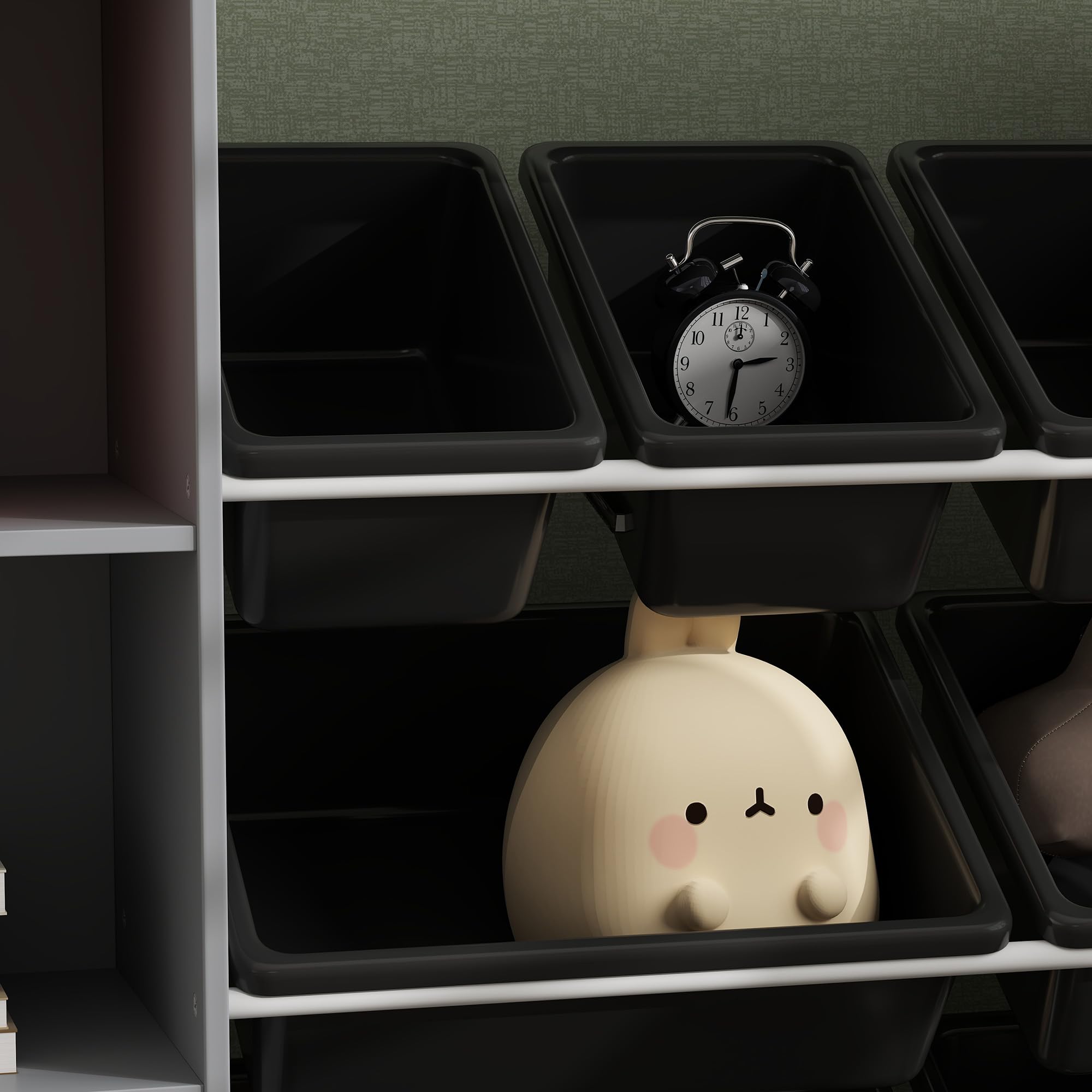 AIYAPLAY Meuble de Rangement pour Jouets, avec 8 bacs Amovibles, étagères de Rangement, Armoire, Organisateur de Jouets, pour Salle de Jeux, Chambre d'enfant, crèche, Gris