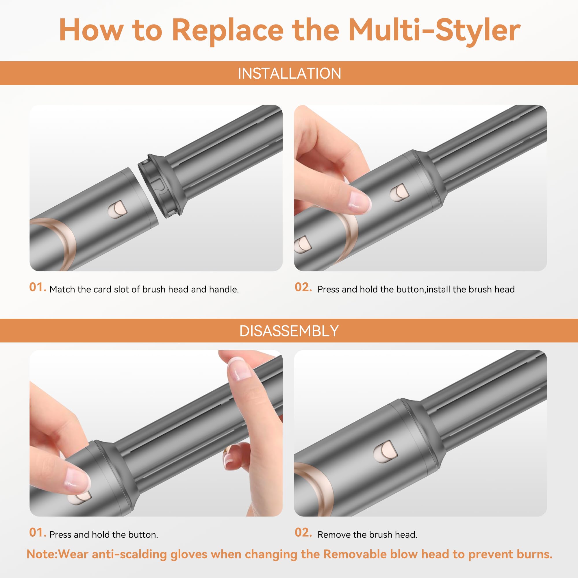OKWRAP Hair Styler Set, Haarstyler 6 in 1, Multistyler Haare 110000 U/MIN mit Rundbürste Föhn, Diffusor, Automatischer Lockenstab, Glättbürste für Trocknen, Glätten,Locken mit Aufbewahrungstasche