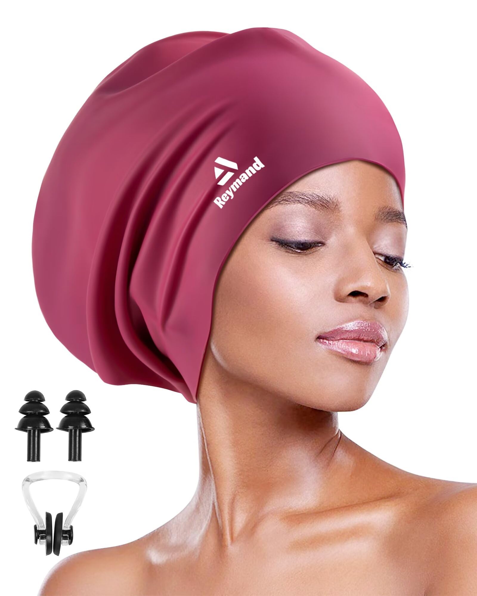 Swim Cap for Long Thick Hair, 3 Size Silicone Swimming Caps for Dreadlocks, Braids, Weaves, Extensions, Curls & Afros, Adult Waterproof Swim Hats