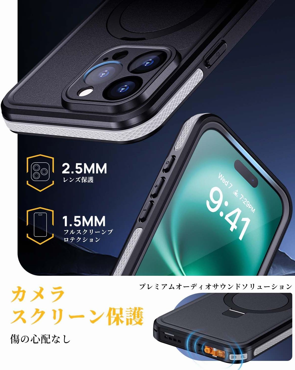 Lanhiem Magnetic for iPhone 16 Pro Case, IP68 Waterproof Case with Screen Protector, [Fit for MagSafe] [Invisible Stand] Shockproof Heavy Duty Sealed Underwater Case for iPhone 16 Pro (Black)