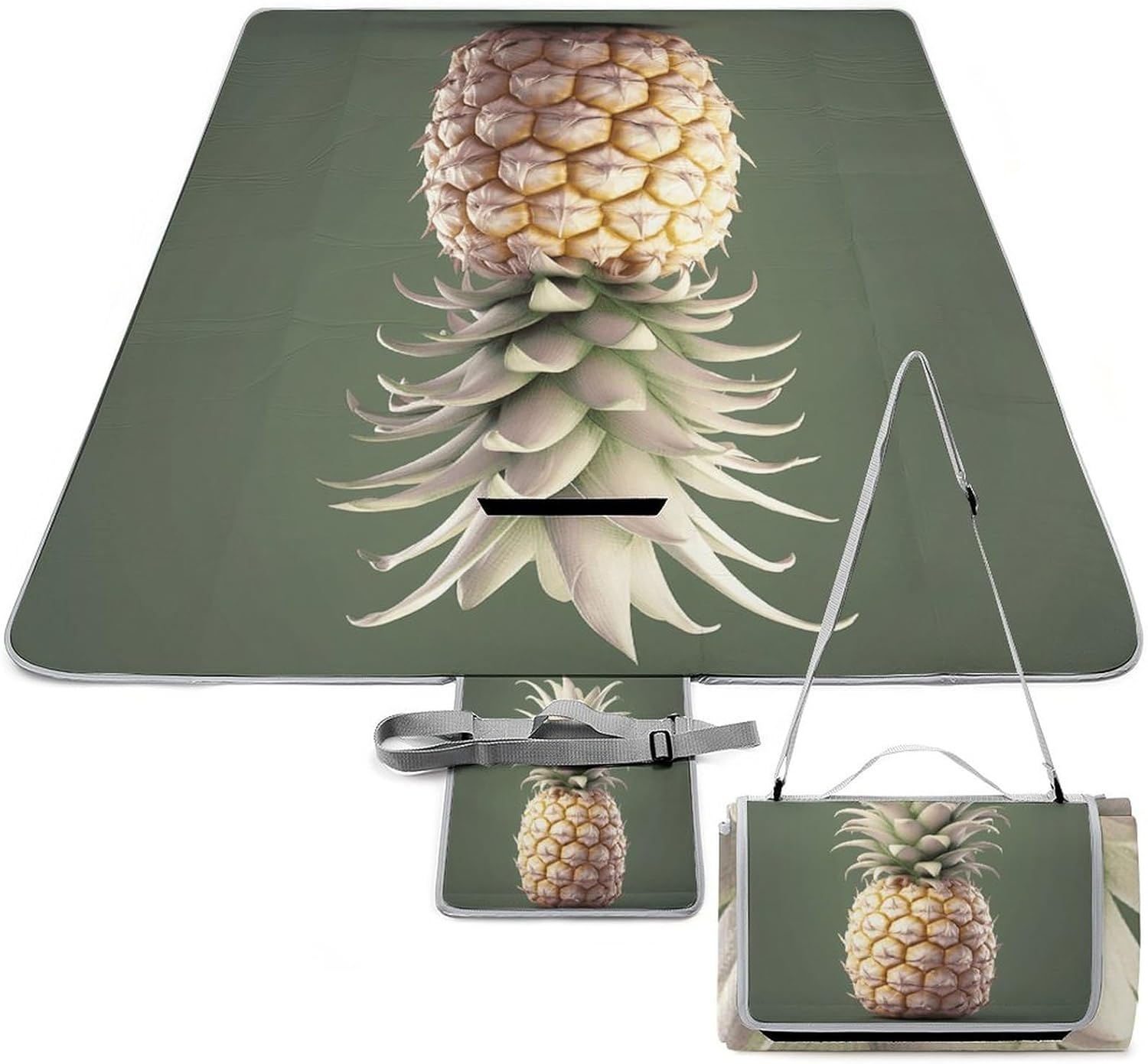 Lovely Pineapple Picnic Blanket Indoor and Outdoor Square Blankets Waterproof Design Mat Foldable Beach Mats Portable Park Sand Free Blanket for Camping Beach Park