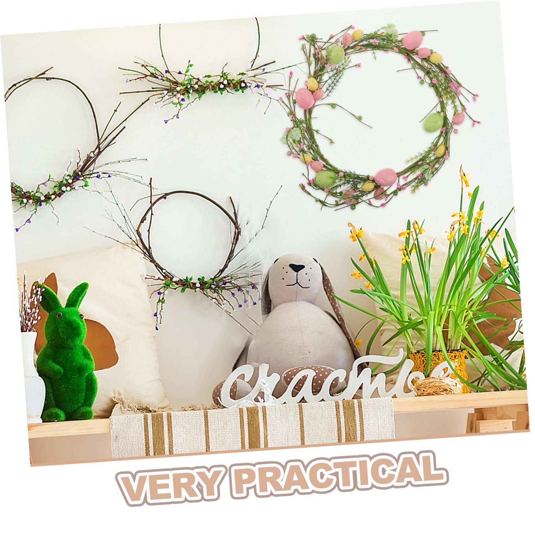 Gadpiparty Ghirlanda Pasquale Primaverile con Uova e Bacche Artificiali, Decorazione Versatile in Schiuma e Tessuto per Feste e Riunioni Familiari