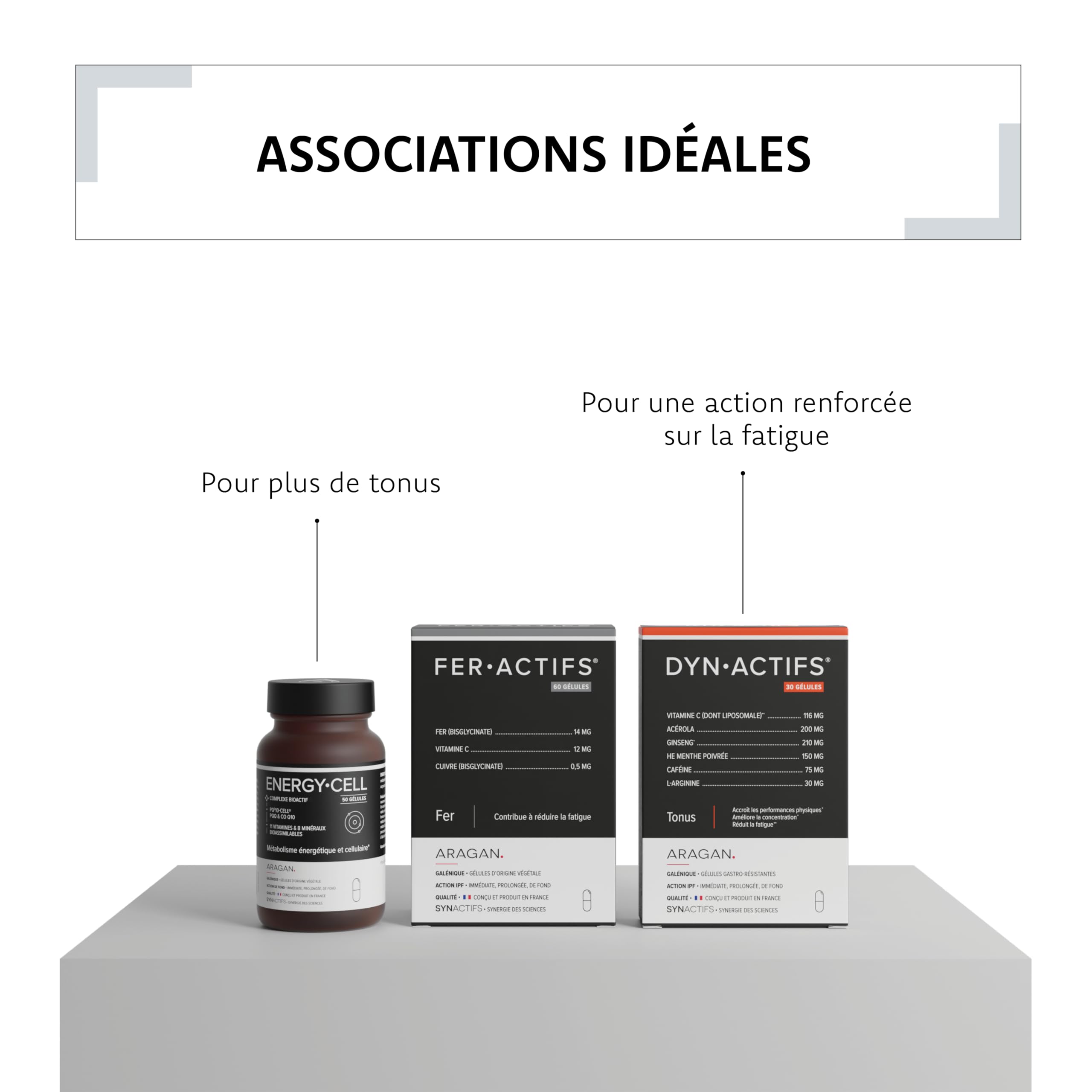 ARAGAN - Synactifs Lot de 2 Feractifs - Complément Alimentaire Anti-Fatigue - Tonus et Vitalité - Fer Bisglycinate, Cuivre et Vitamine C - 120 gélules - 4 mois de prise - Fabriqué en France