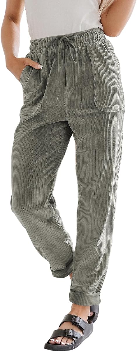 EVALESS Pantalones de pana para mujer, pierna recta, pantalones para profesores de otoño