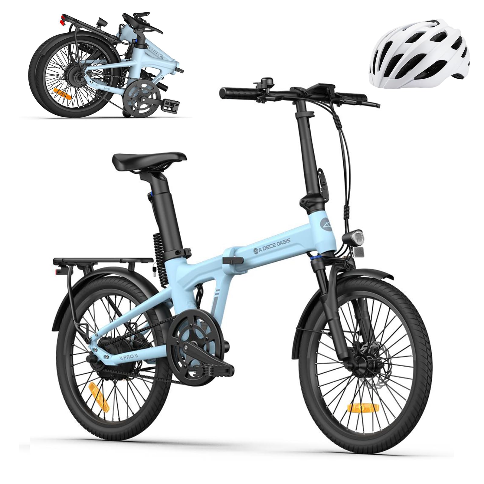 Vélo électrique ADO Air28 Pro - Jaune - Moteur Bafang 250W, Courroie, 100km Autonomie