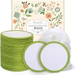 ProCIV Pads de démaquillage réutilisables - 18 Packs Bamboo Cotton Pads Nettoyant Linge d'Essuie-main avec sac à linge, Lavable Nettoyer soin de la peau Toner faciale Coton Rondes Nettouant Lingette d'Éssurie (3.8 (Multicolore)