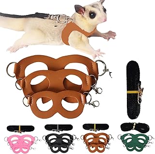 フクロモモンガ牽引ロープ 小動物 ハーネス リードセット フクロモモンガ ハムスター牽引ロープ 3サイズ 調節可能 爬虫類 フェレット ハムスター お散歩 お出かけ用 通気性 簡単着脱 モルモット テンジクネズミ お出かけ用 散歩用 (ブラウン)