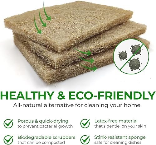 Miniatura 7 de Almohadillas biodegradables para fregar platos, paquete de 24 almohadillas de fibra de coco para platos, almohadillas antiarañazos para ollas y