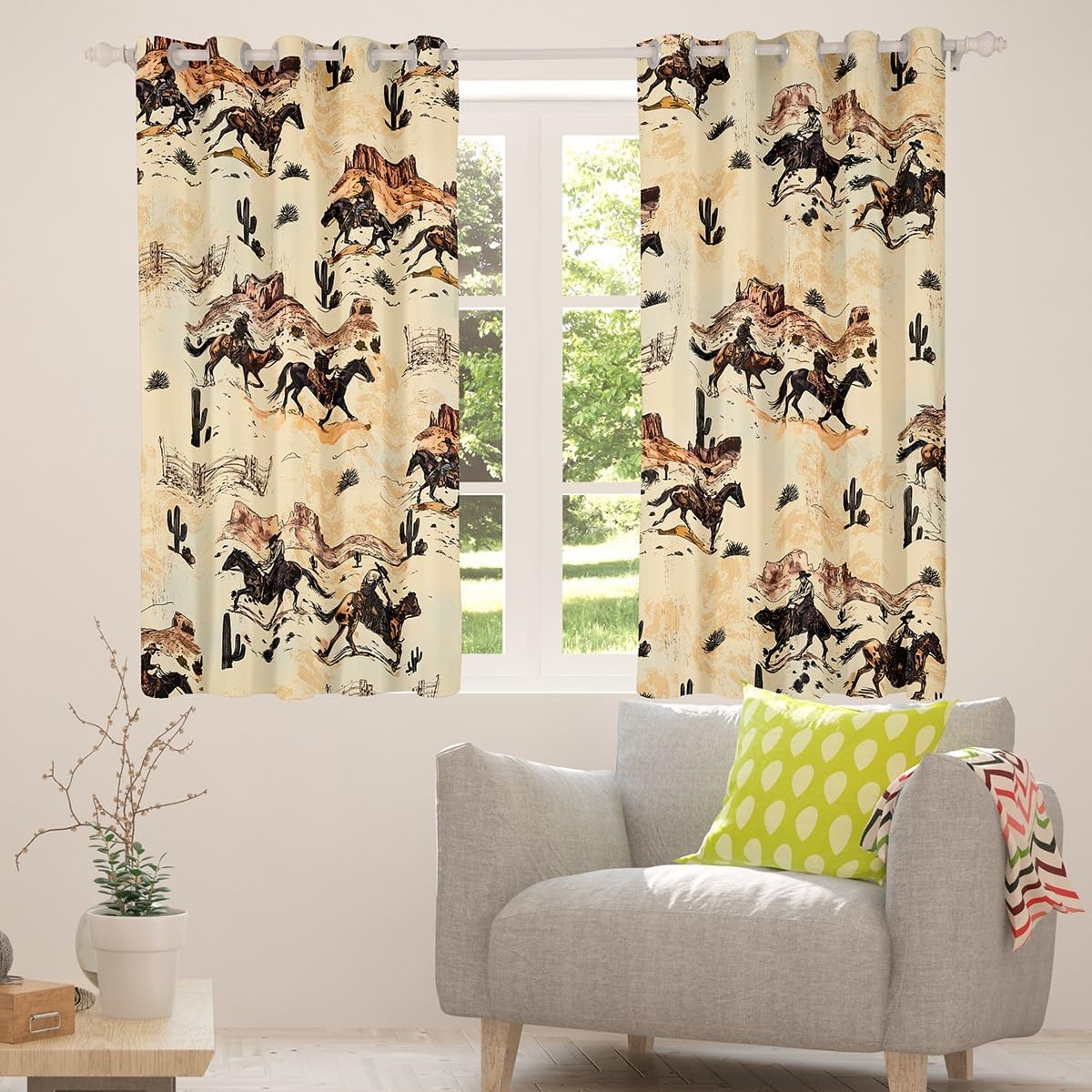 Feelyou Kids Western 30%-50% Blackout Shades Cowboy Window Curtains Southwestern Decor Window Drapes Boys Girls Farmhouse Teens Bedroom Decor (2 Panels, 52 x 84 Inch)