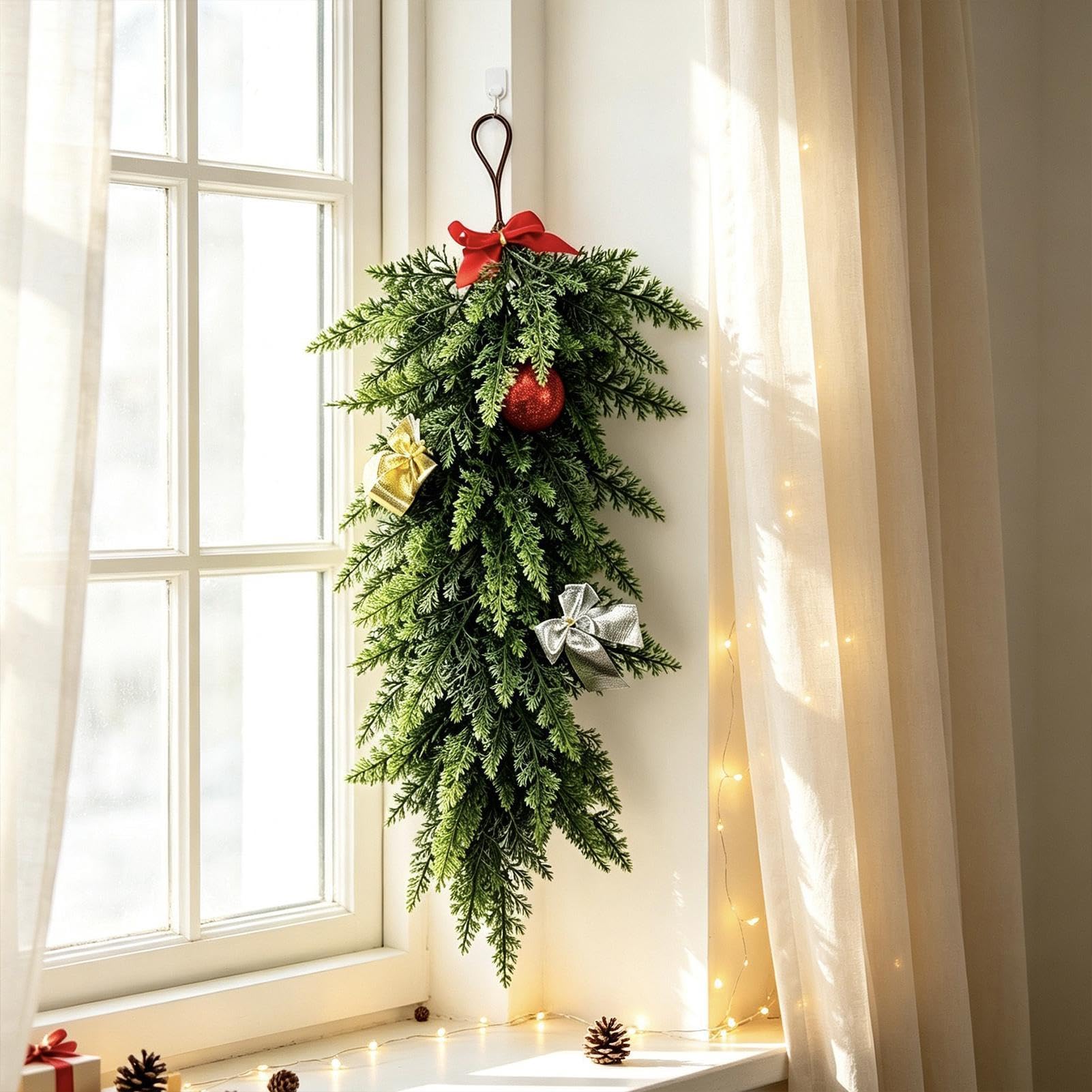 Navidad puerta guirnalda artificial planta verde decoración para el