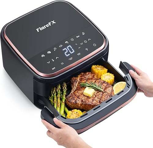 Horno freidora de aire 11 en 1 con sistema de calefacción doble, freidora de aire antiadherente de 4.5 cuartos de galón, horno tostador combinado