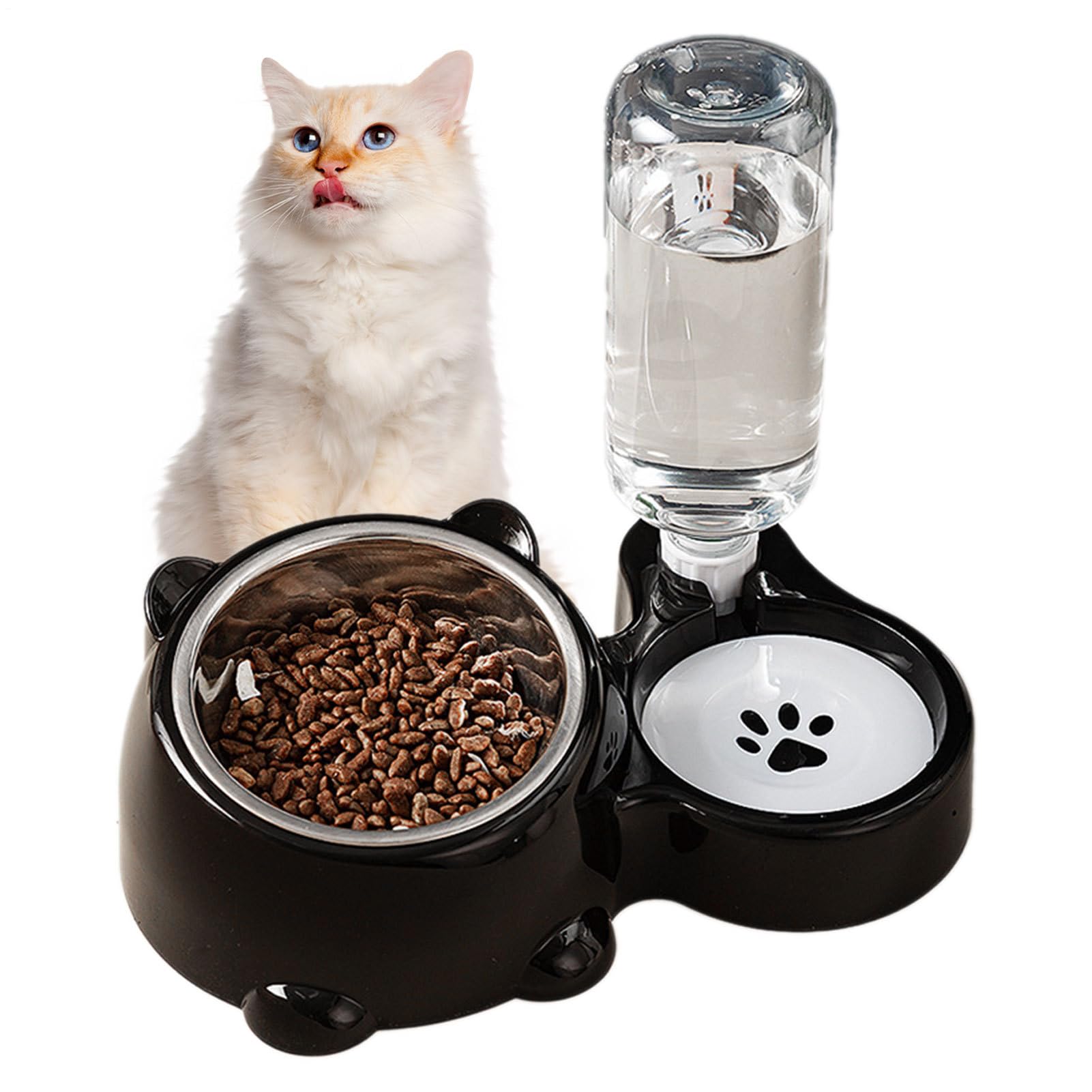 Cat Feeder Water Dispenser, Double Dog Cat Bowls, Double Bowl Pet Feeder Dispenser, Pet Food Bowl, Distri