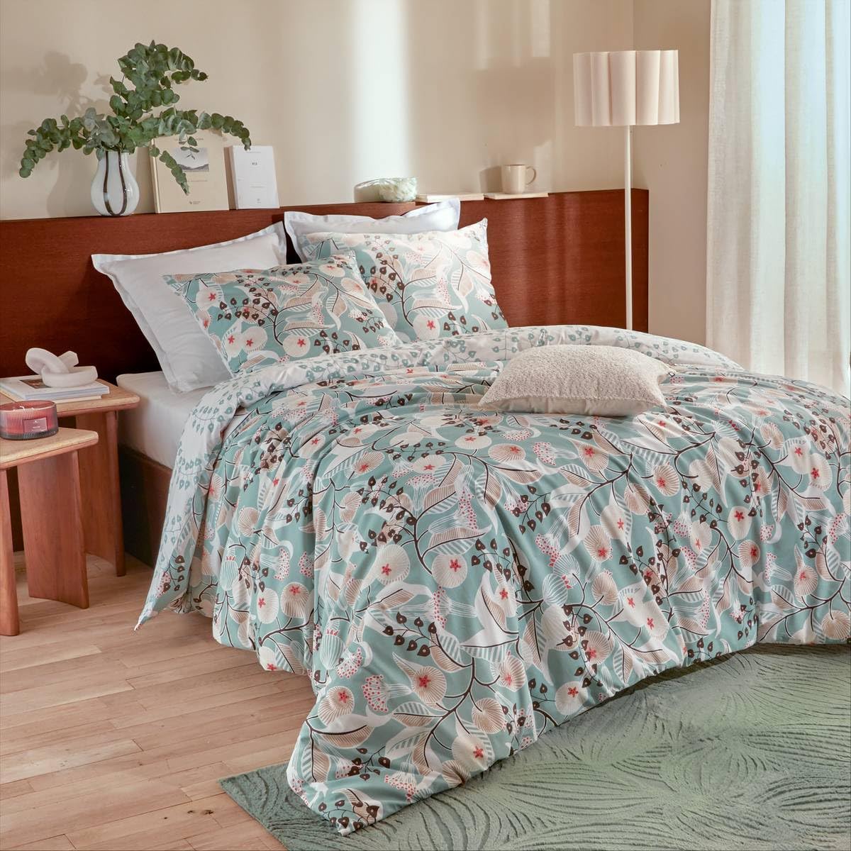 Atmosphera - Parure de lit imprimée Vegetal Marin 260x240cm en Coton