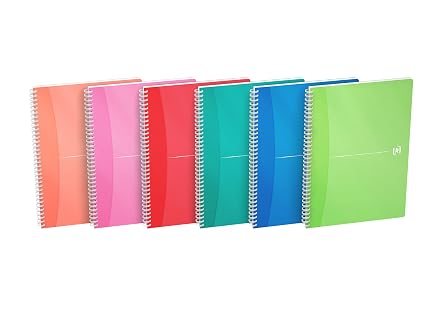 Oxford ST-7475496 My Colours Twin Wire A4 Polypropylene Notebook, 180 Pages, Pack of 5