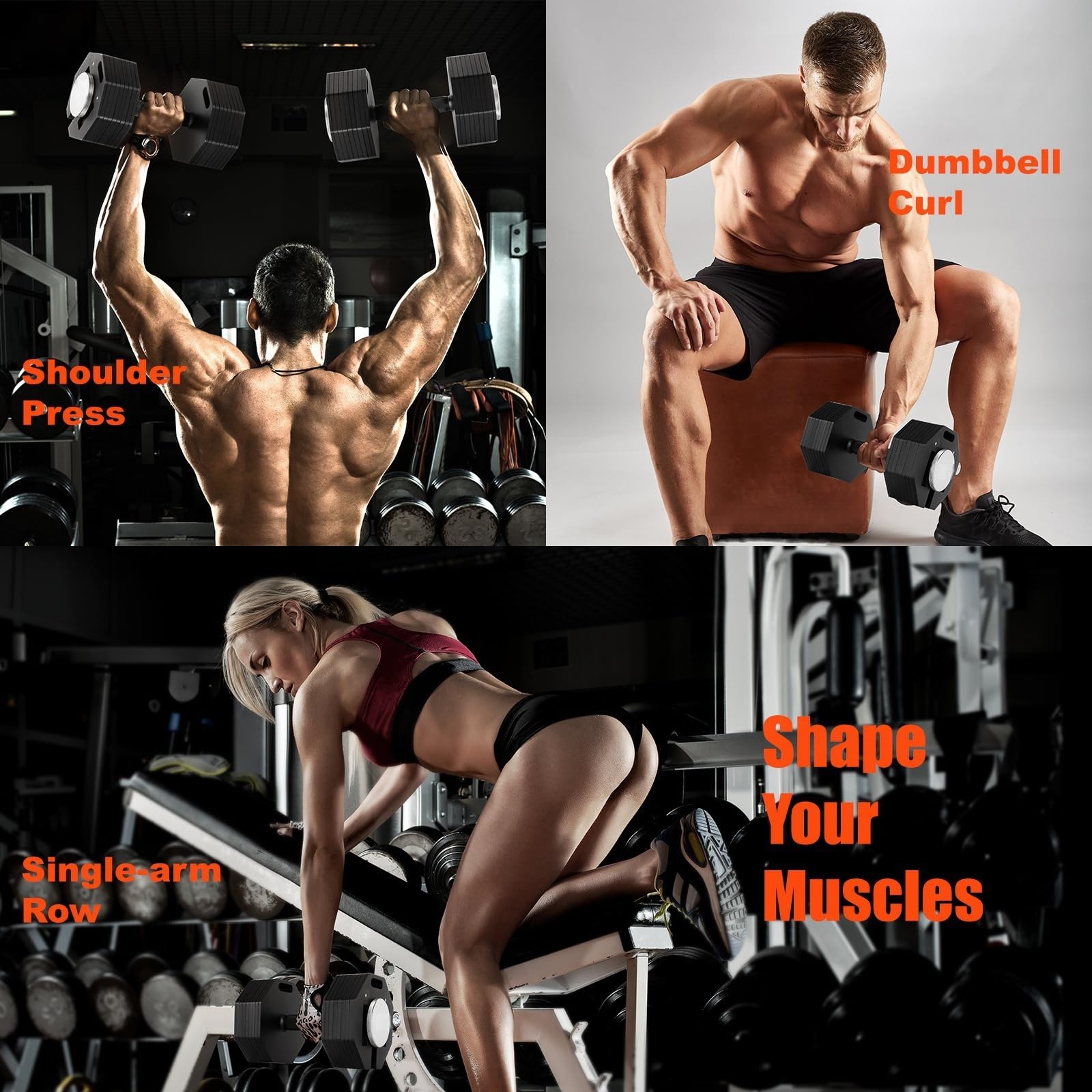 Adjustable Dumbbells Set，Quick Adjust Weight Set for Home Gym Pair