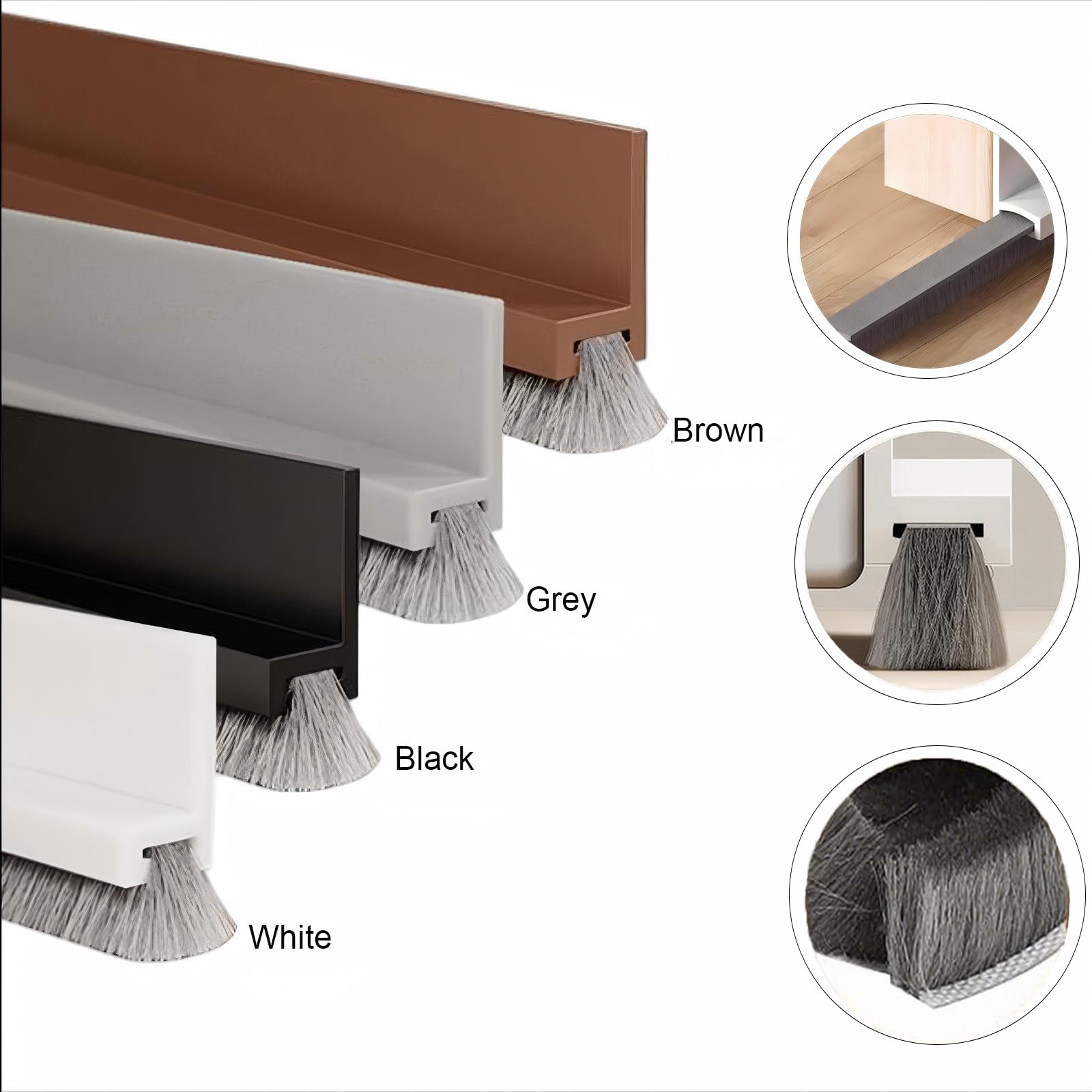 Lot De 2 Balayages De Porte Pour Bas De Porte, Design Intégré Avec Brosse, Auto-adhésif