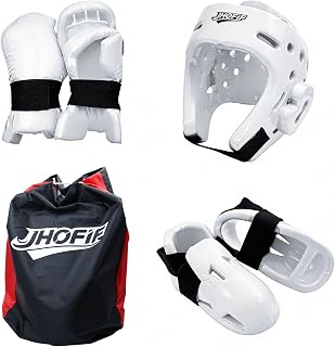 Martial Arts Karate Protective Sparring Gear Package Deal/Gift Adjustable Adult & Youth Headgear, Gloves & Kicks for MMA, Taekwondo, Boxing Training