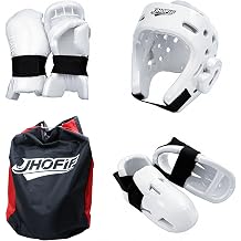 Martial Arts Karate Protective Sparring Gear Package Deal/Gift Adjustable Adult & Youth Headgear, Gloves & Kicks for MMA, Taekwondo, Boxing Training