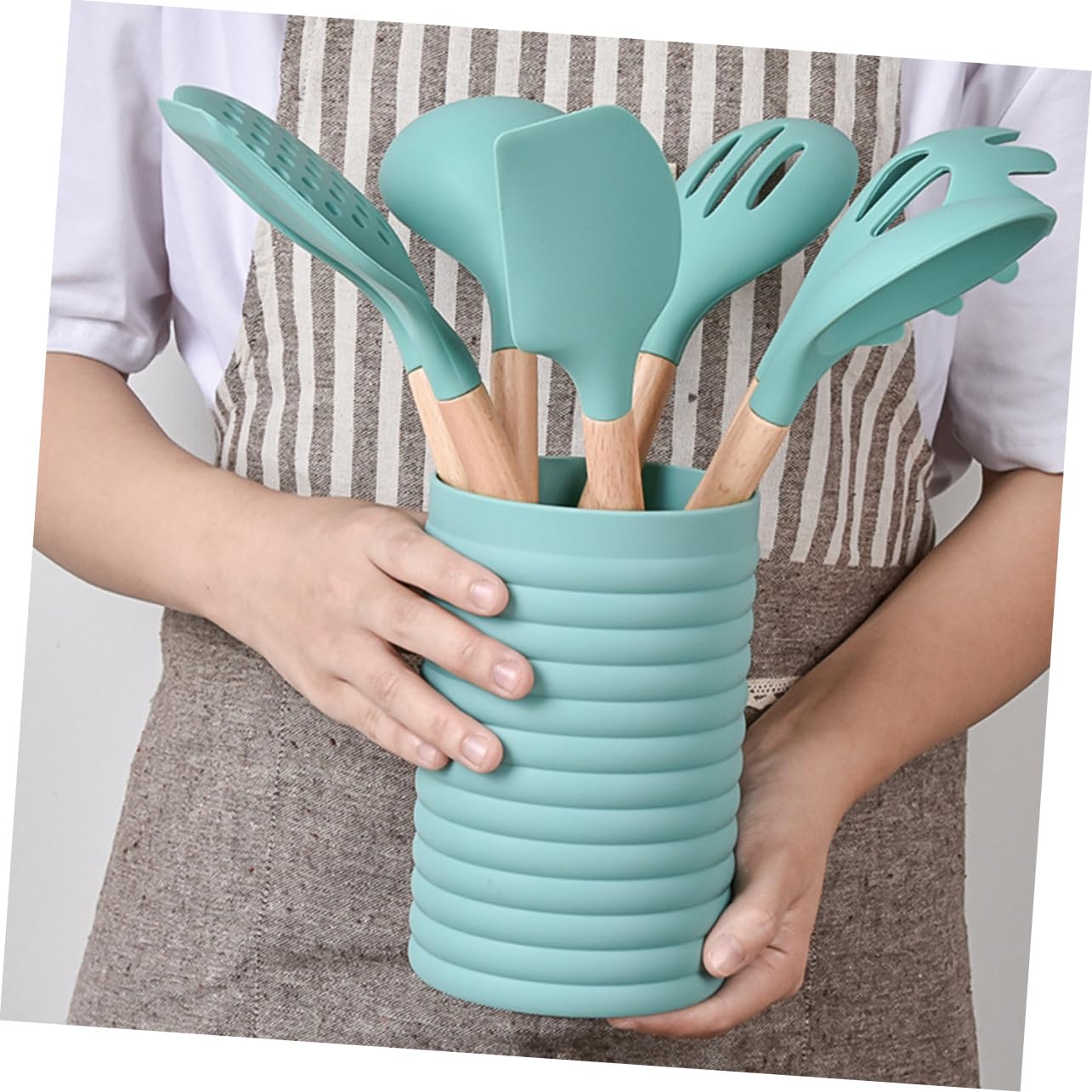 1 juego Utensilios de Cocina de Silicona Barril de Almacenamiento y Seguro para Cocinar para Uso Doméstico