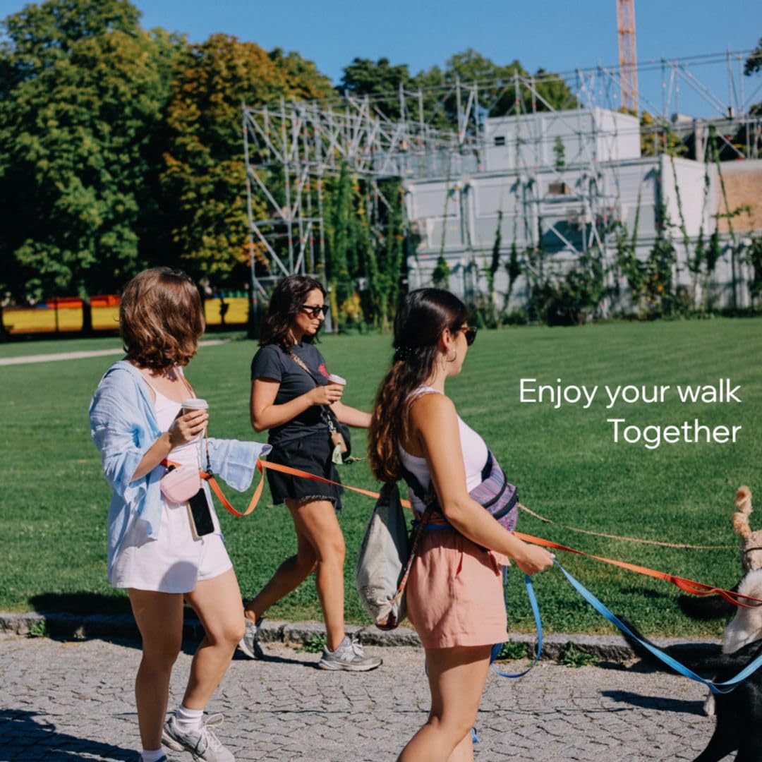 UrbanTails Multifunktionale Hundeleine 5m – Verstellbar, Handsfree, Reflektierend, 2 Gepolsterte Griffe, Trainingsleine für Kleine & Große Hunde (Orange, 5m)