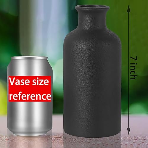 Miniatura 4 de Jarrón de cerámica de alta calidad, estilo minimalista, jarrones negros para flores secas, plantas, jarrón de hierba de pampas, jarrón esmerilado