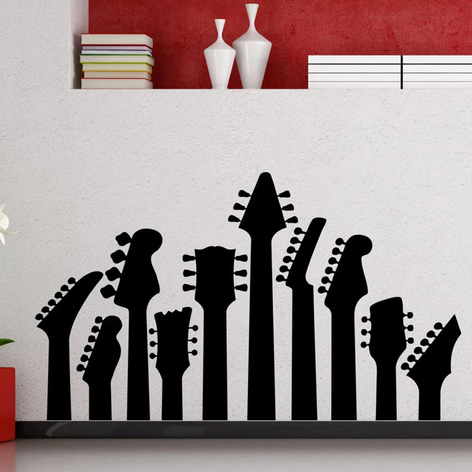 YOUOUSI Heavy Metal Rock Instrument Vinyl Stickers Guitar wall Decals Teen Bedroom Music Studio Interior Decoration Art