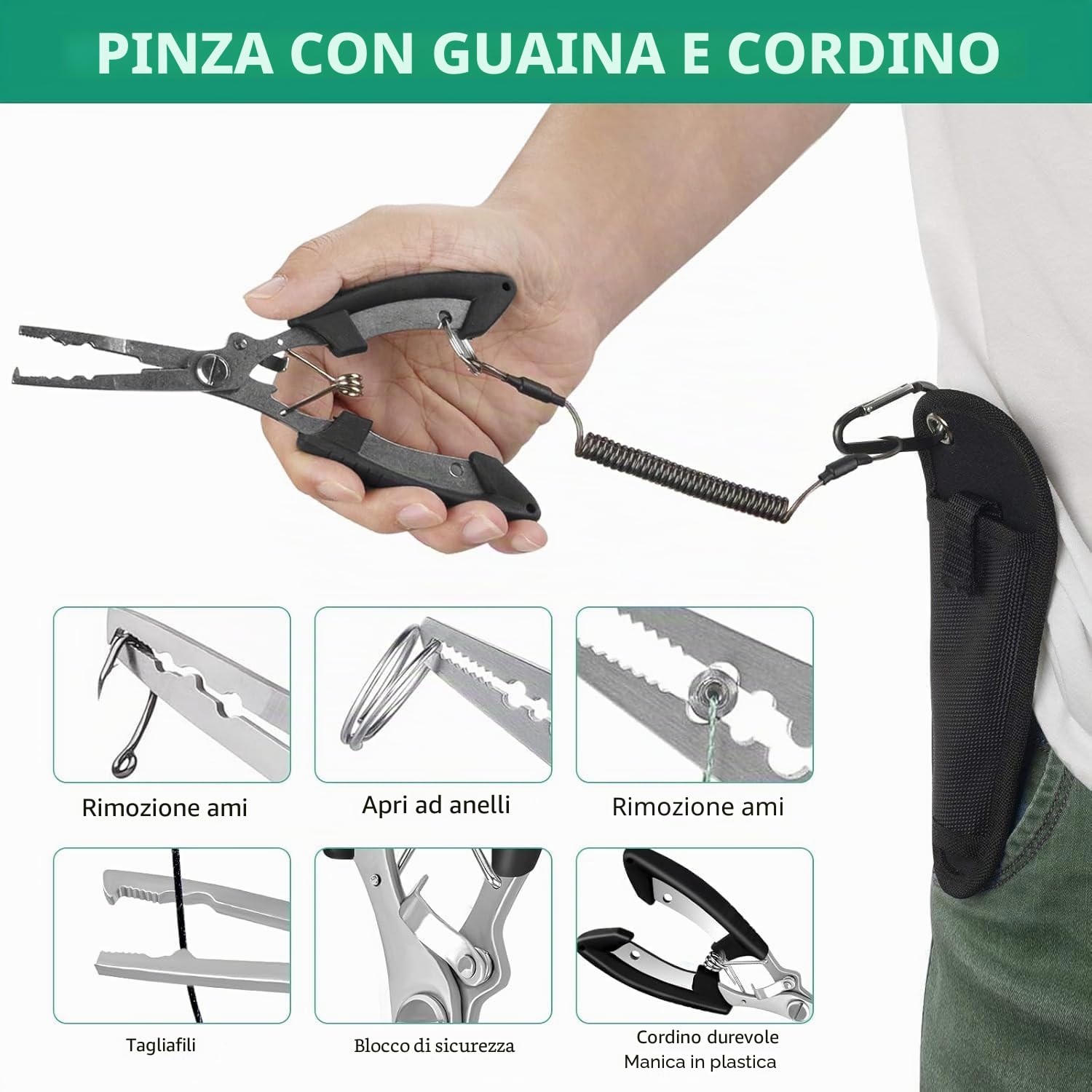 THKFISH Kit di attrezzi da pesca con marsupio, pinze, esche, bilancia digitale, 85 pezzi