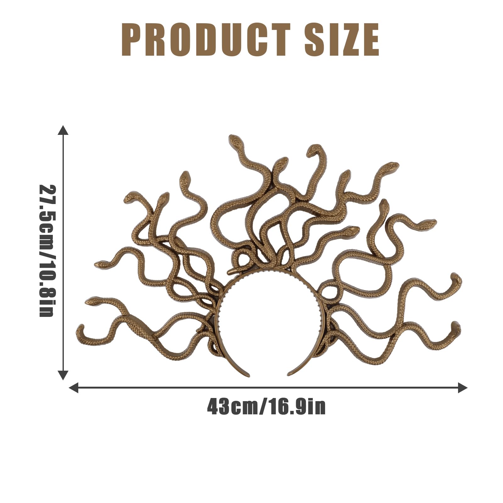 BOXOB Copricapo a serpente per Medusa, copricapo da dea greca, per Halloween, riutilizzabile, accessorio per capelli da donna, per feste di Halloween