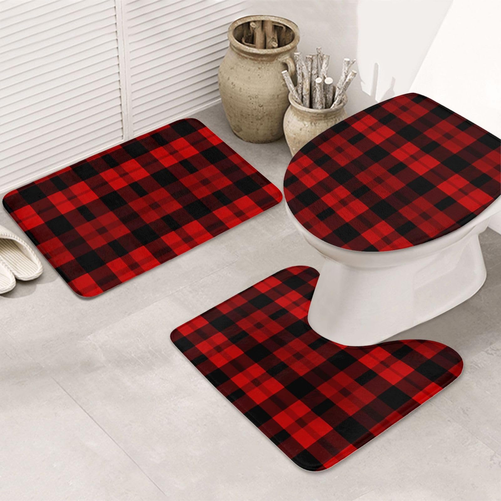 Tapis de bain antidérapant en microfibre absorbante avec tapis de contour en U