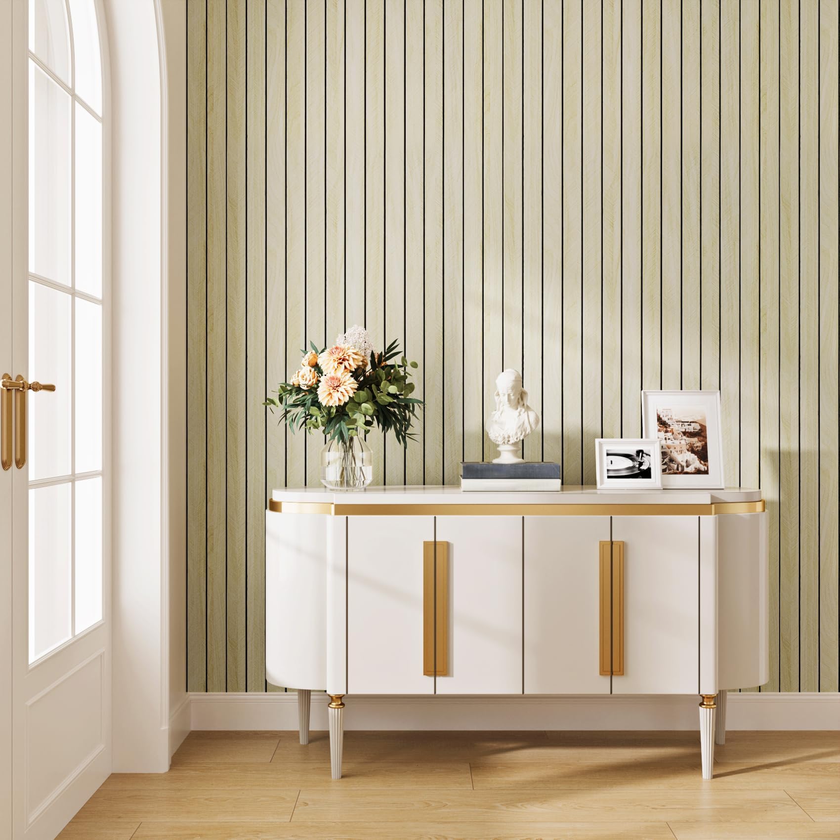 Yenhome Pannelli da Parete Autoadesivi Muro Rovere Chiaro Legno 30x500cm Carta da Parati Rovere Chiaro Camera da Letto 3D Pannelli Acustici Legno PVC Pareti per Soggiorno Ufficio Bagno Impermeabili