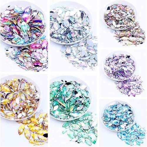 Miniatura 4 de RANXIZY 600 diamantes de imitación de gota de agua, diamantes de imitación de resina de varios tamaños con parte trasera plana para manualidades,