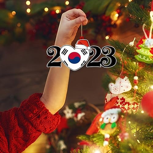 Miniatura 3 de Adorno de Corea del Sur para decoración de árbol de Navidad, decoración nacional de Navidad, recuerdo de Corea del Sur con sombrero de Papá Noel,
