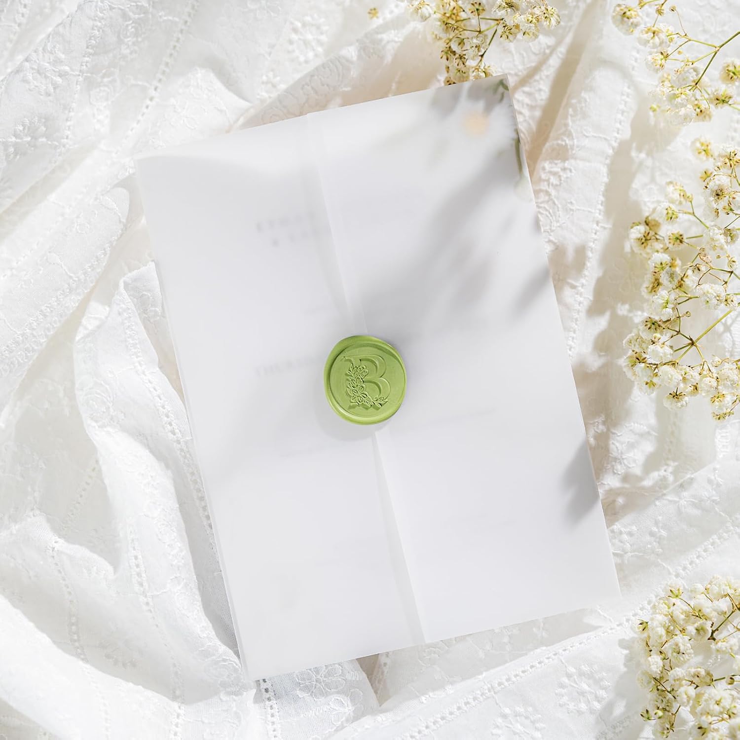 AZAZA 120 Pack Pre-Folded Vellum Jackets For 5x7 Invitations, Luxury Translucent Invitation Sleeves,115GSM vellum jackets 5x7, Wedding Invitation Accessories For Weddings Birthdays Bridal Shower