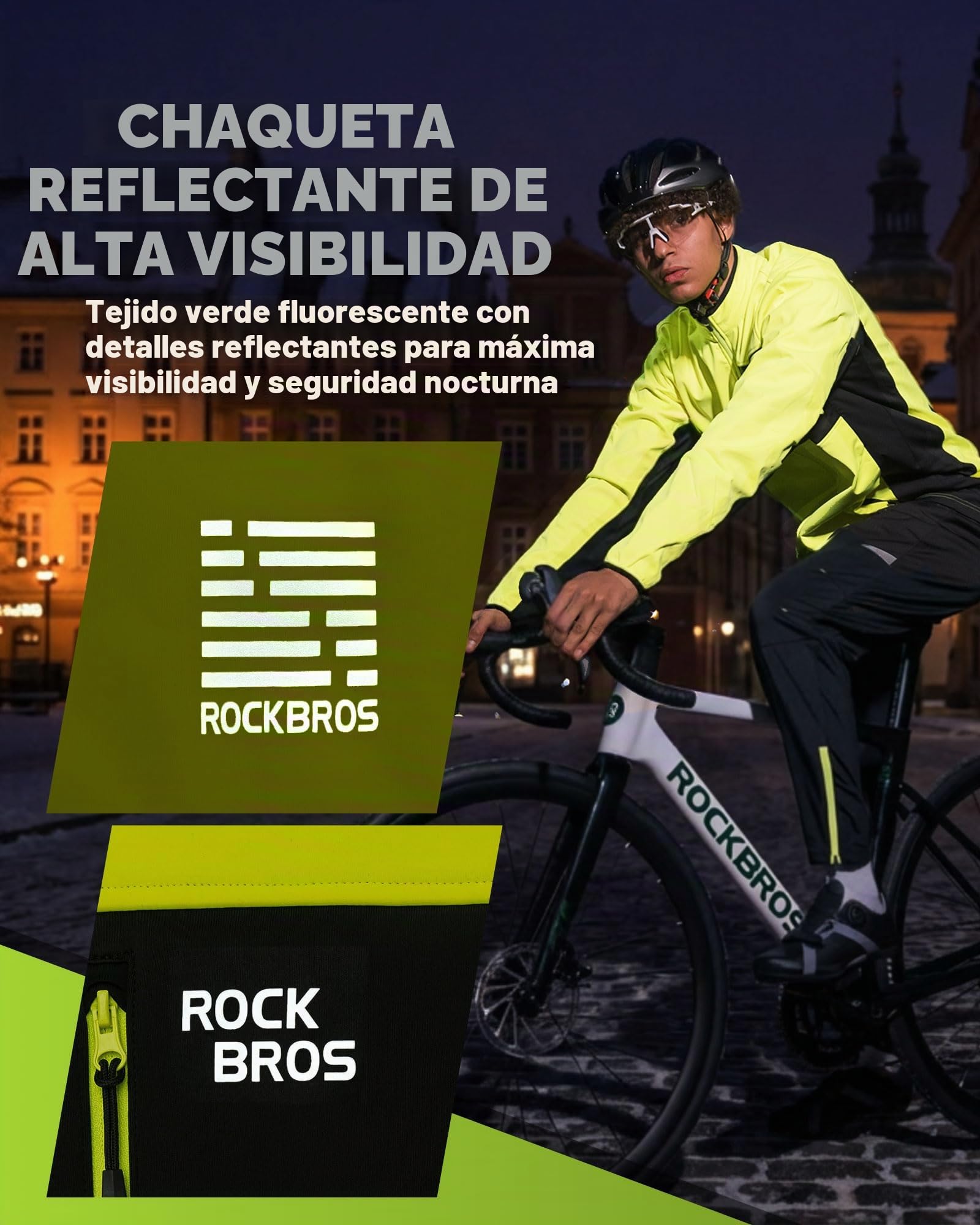 ROCKBROS Chaqueta y Pantalón Ciclismo Invierno para Hombre Térmico a Prueba de Viento, Traje de Ciclismo Polar Transpirable para MTB Deportes Exteriores