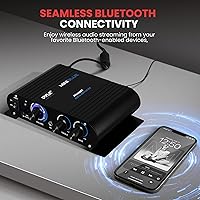 Vista 3 de Pyle PFA330BT mini amplificador inalámbrico estéreo Bluetooth de 90 Watt - entradas para micrófono, RCA, y auxiliar de 3,5 mm