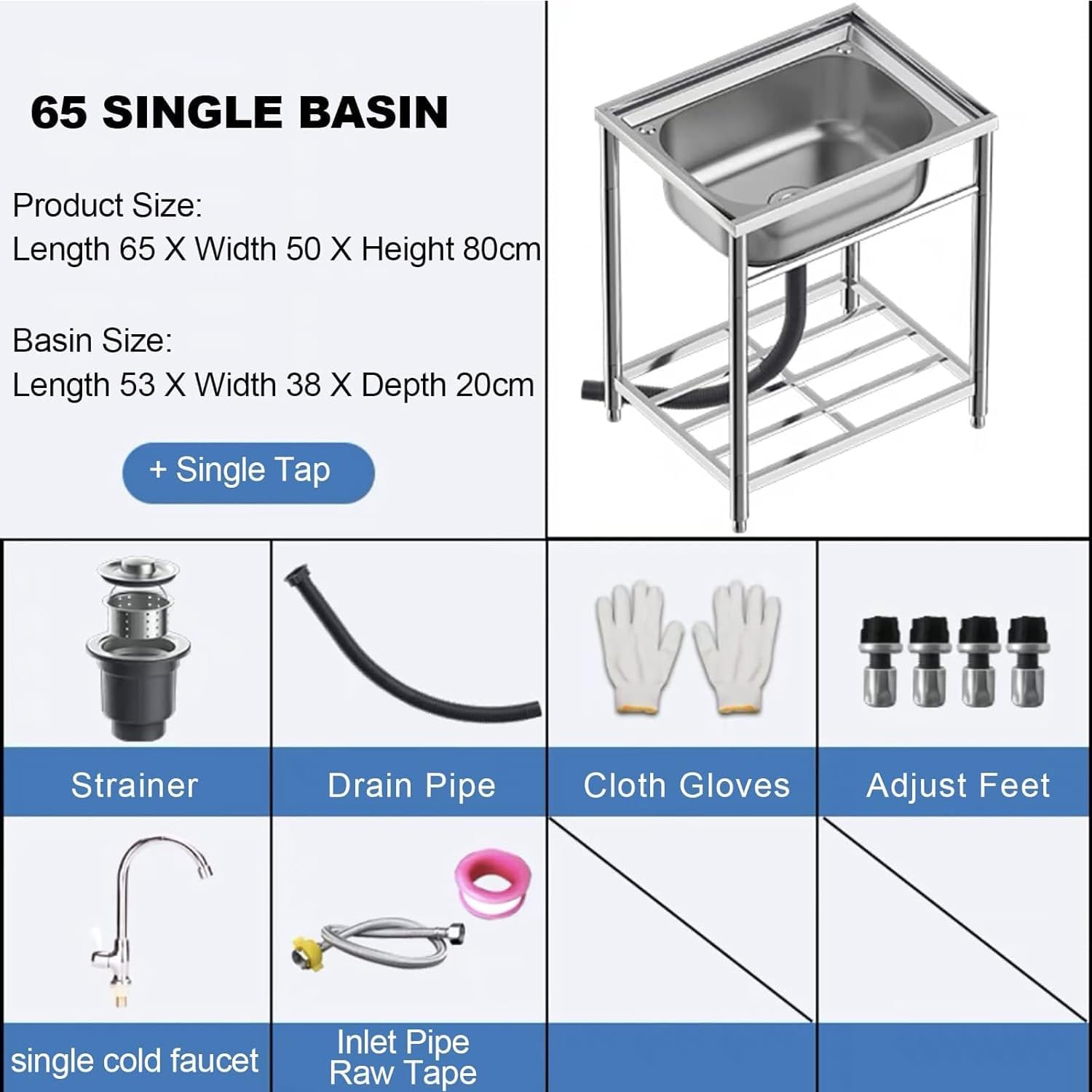 Unit FreeStanding Utility Sink,Outdoor Utility Sinks Single Bowl with Faucet and Storage Shelves Catering Sink for Outdoor Indoor Garage Laundry/Utility Room