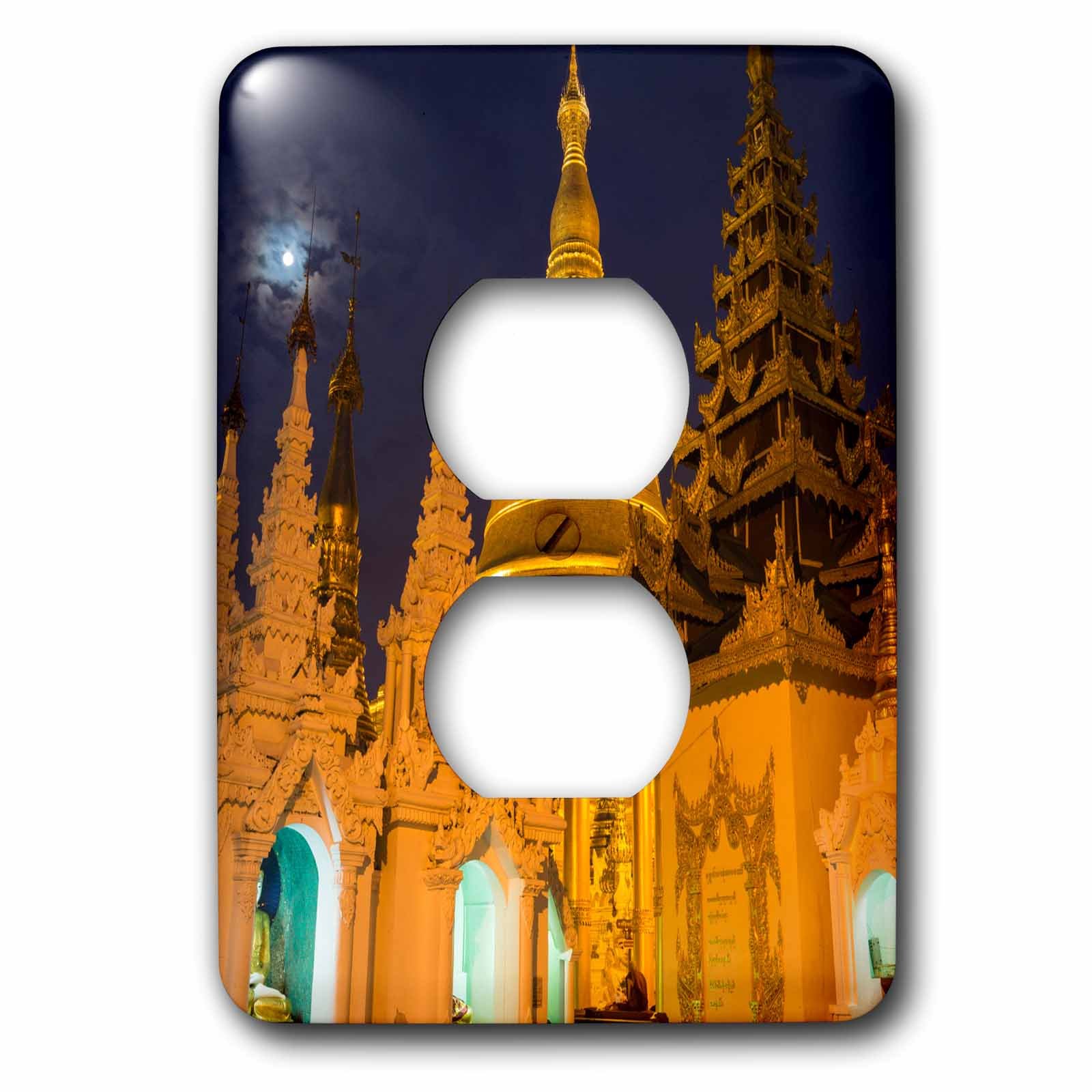 2 prises Myanmar Yangon Golden Stupa cache-prise décoratif