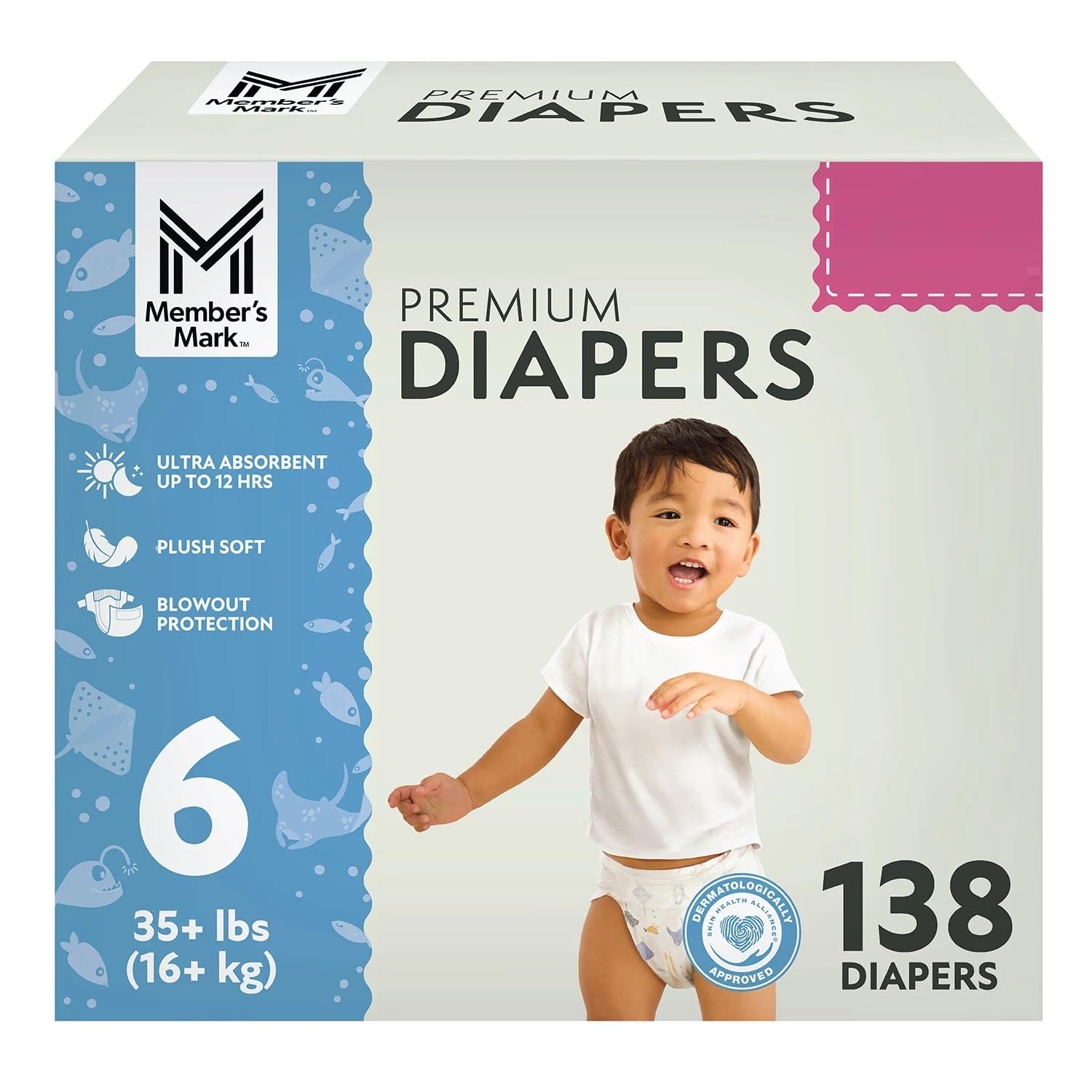 Member's Mark Premium Baby Diapers, Size 6 (35+ Pounds), 138 Count