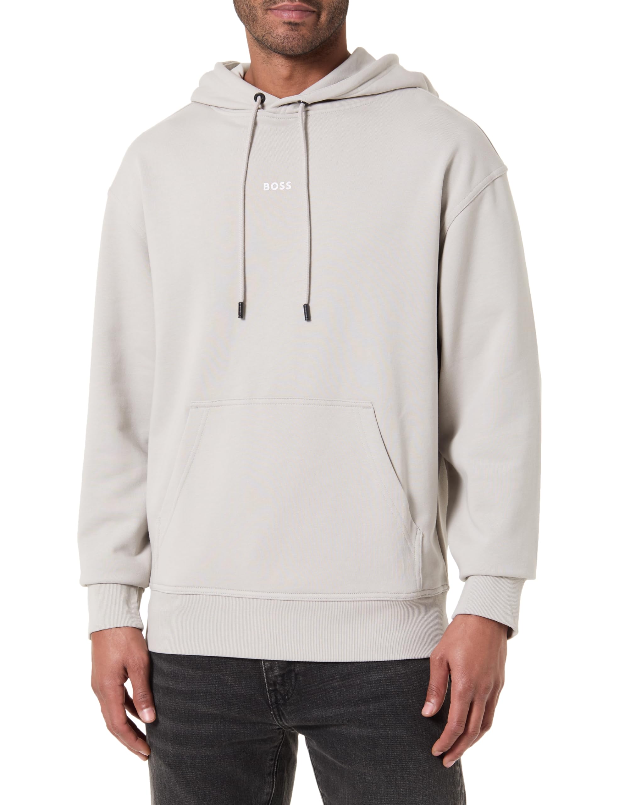 BOSS Herren WeSmallhood Fleece-Hoodie aus Baumwoll-Terry mit kontrastfarbenem Logo