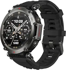 Amazfit T-Rex Ultra Smart Watch 47mm A2142 for Men, 100m Water-Resistant, 20-Day Battery Life, 30m Freediving, Dual-Band GPS, Mud-Resistant (Black)
