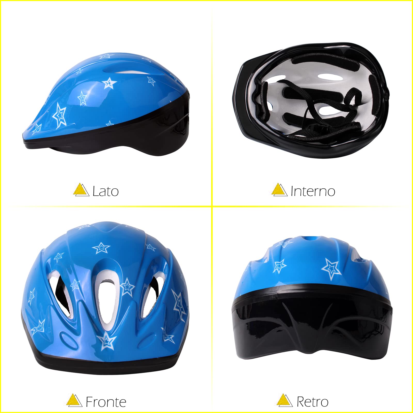 Casco Wisdom per Bambino in ABS con Schiuma EPS Chiusura Regolabile Colore Colore Blu