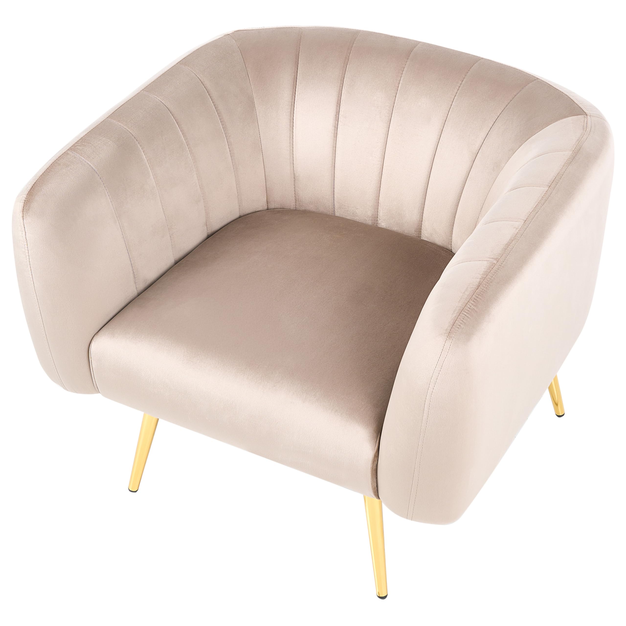 Beliani Polstersessel aus Samtstoff in Taupe mit Armlehnen Metallgestell in Gold Laconia