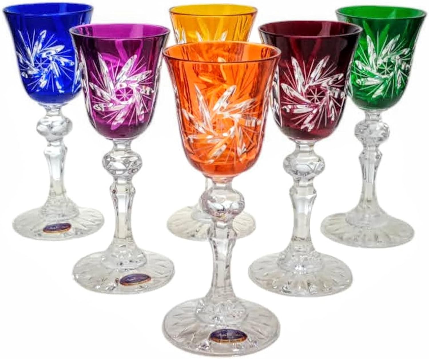 MaRika Handmade Crystal Liqueur Glasses - 60ml - Set of 6 Ideal for Fine Liqueurs and Spirits Elegant Design Perfect for Special Occasions