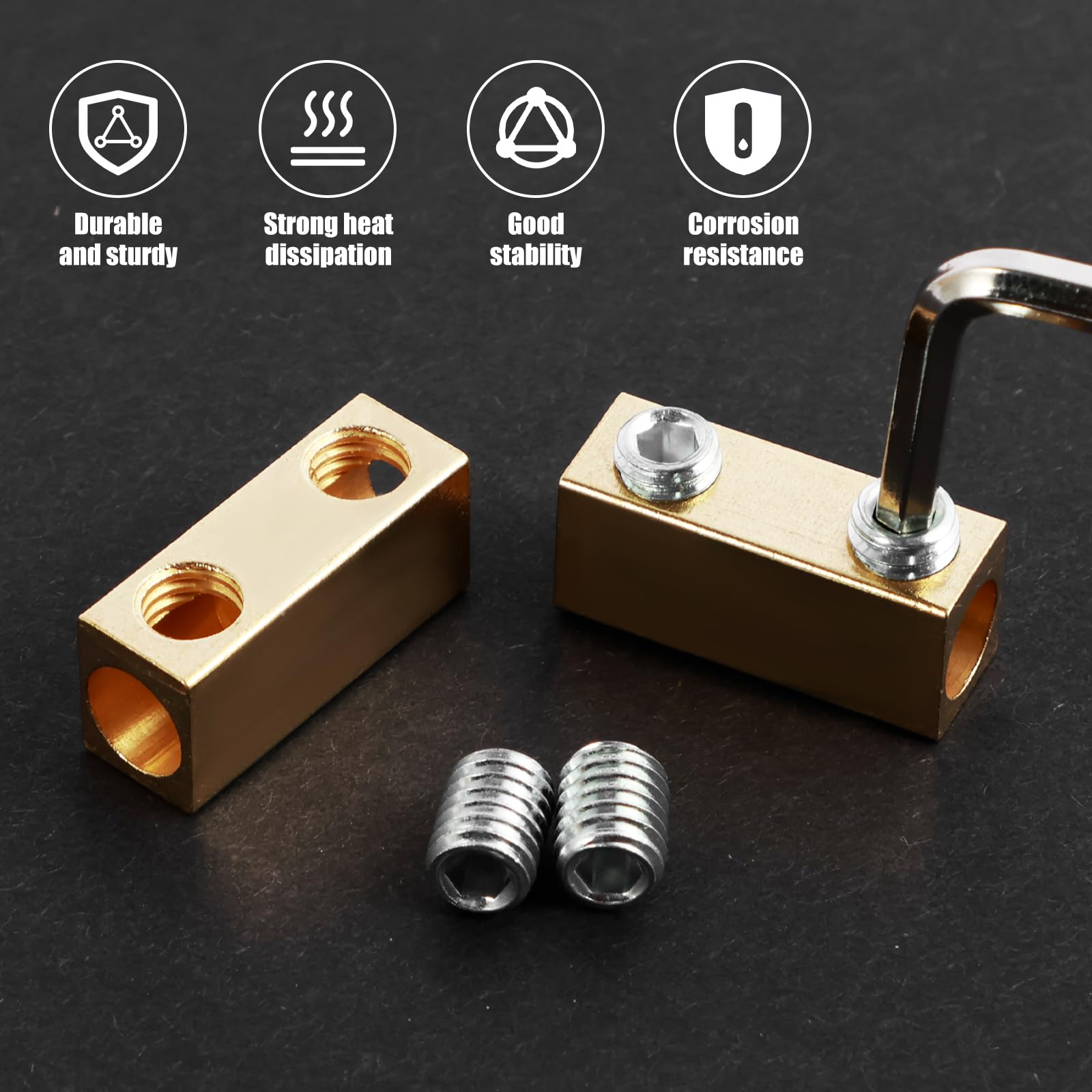 WhSunVo 10Pcs Wire Connector Nut Kit 60A/80A Copper Splicing Wiring Connector Waterproof Circuit Wire Connecting Terminal with 10 Heat Shrink Tubes and 1 Wrench for Automotive(60A Square,Yellow)